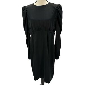 Chelsea 28 Long Sleeve Satin Midi Dress - Black - size Large